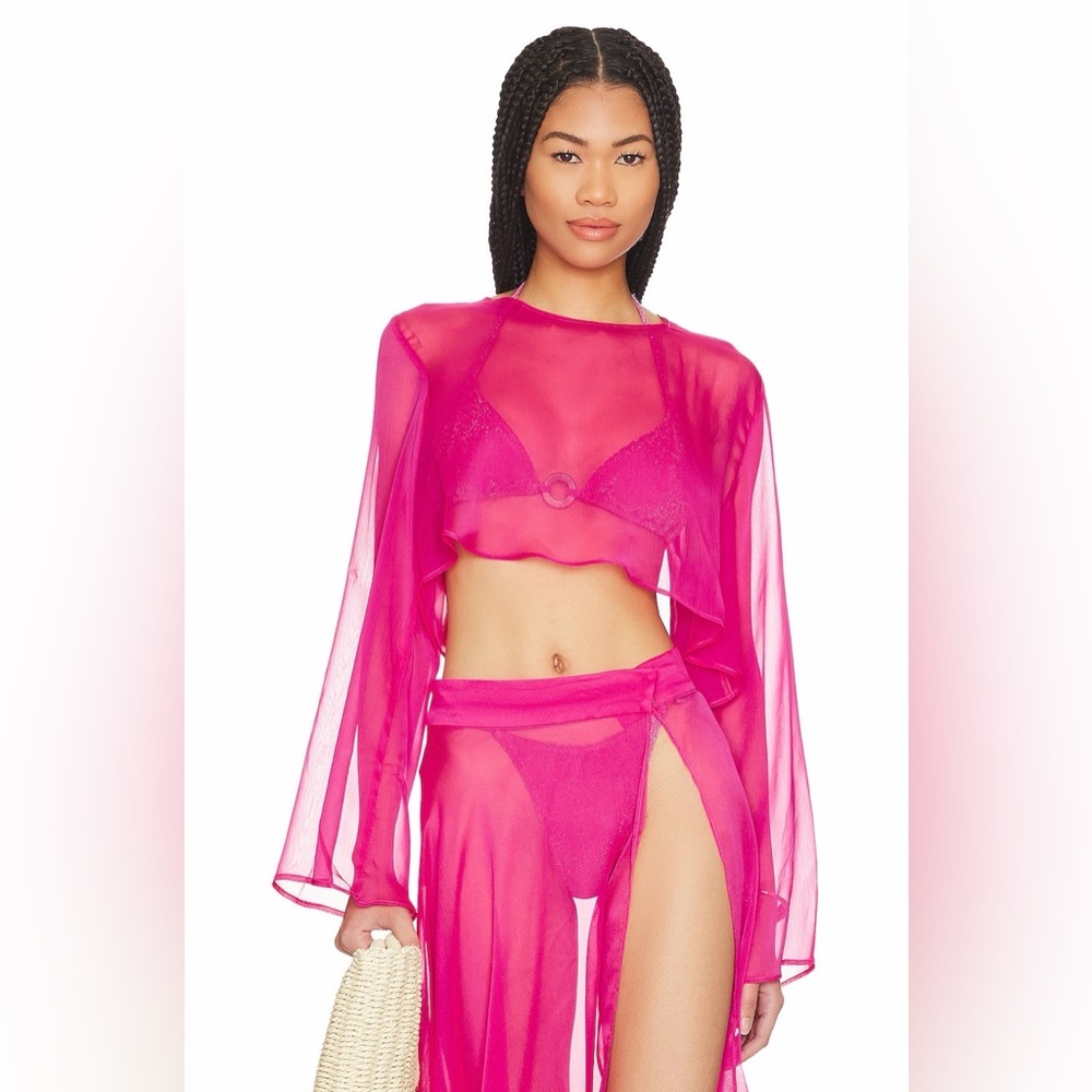 NWT Shani Shemer Grace Cropped Shirt in Pink Size XS